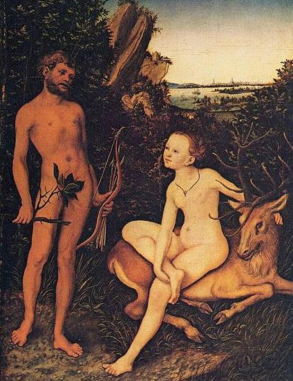 Lucas Cranach Apollo and Diana in forest landscape France oil painting art